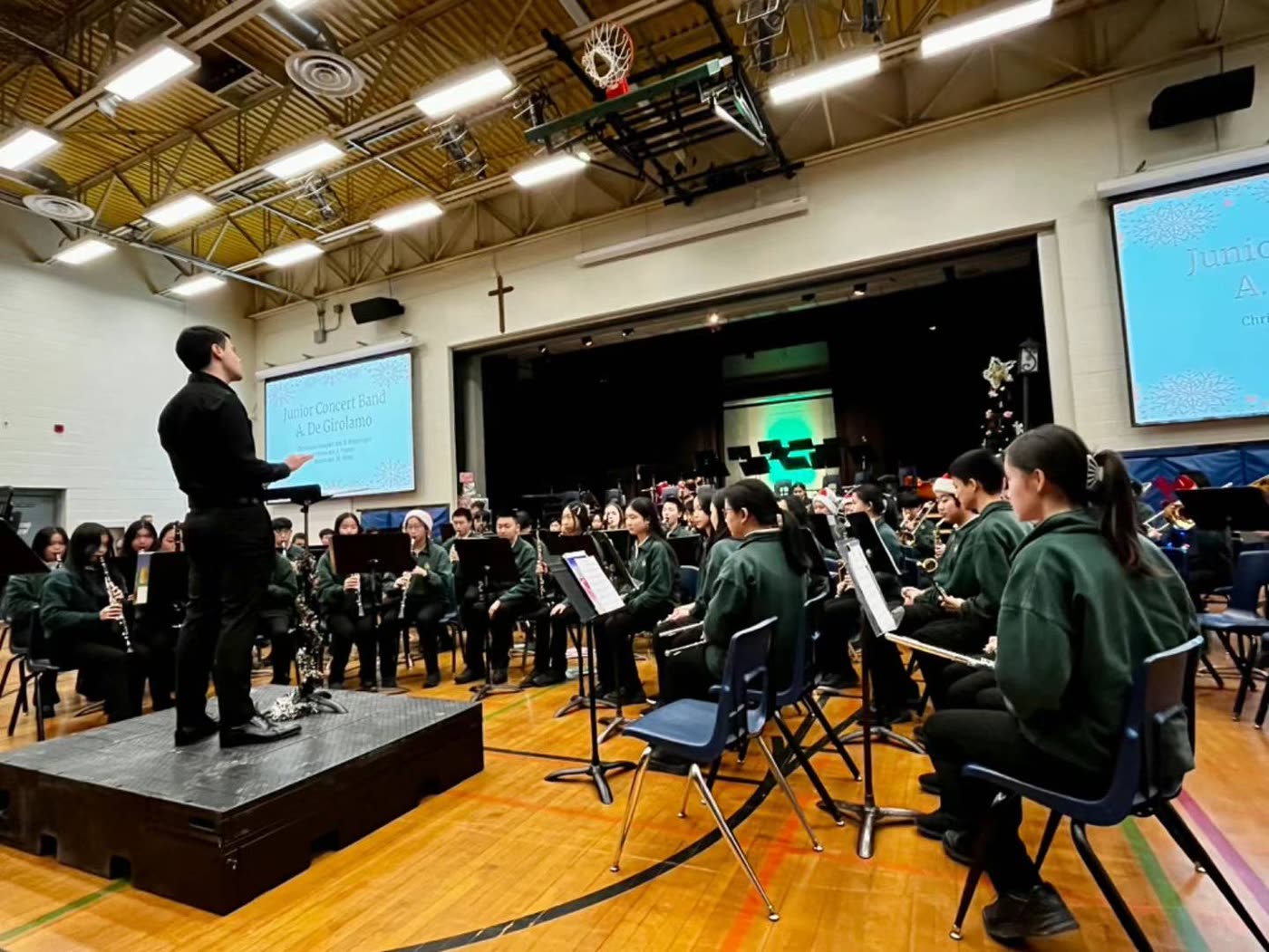 Conducting the Junior Concert Band at the Christmas concert.